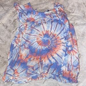 Tie-Dye Ruffle Sleeve girls Top